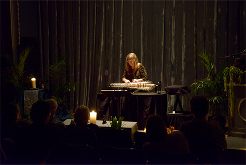 Lynn Drye performs on the Glass Armonica at the Velaslavasay Panorama