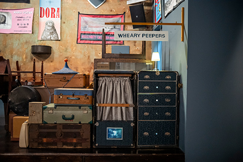 A peepshow in a steamer trunk